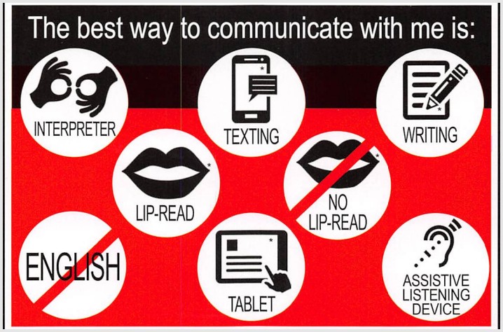 excerpt from the visor card for deaf and hard of hearing drivers, with pointable options to help first responders communicate.