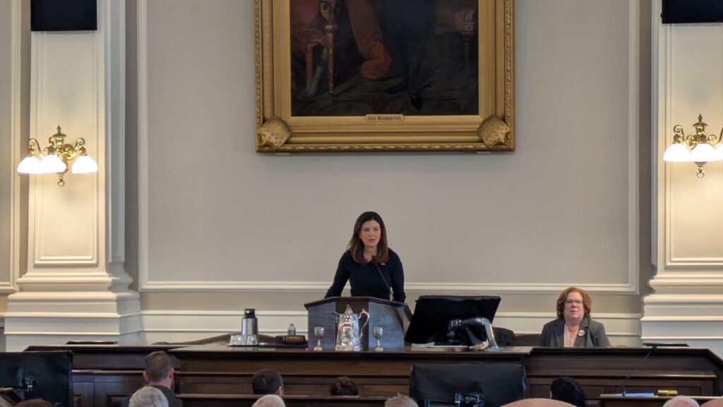 Woman speaking in the NH State House Floor
